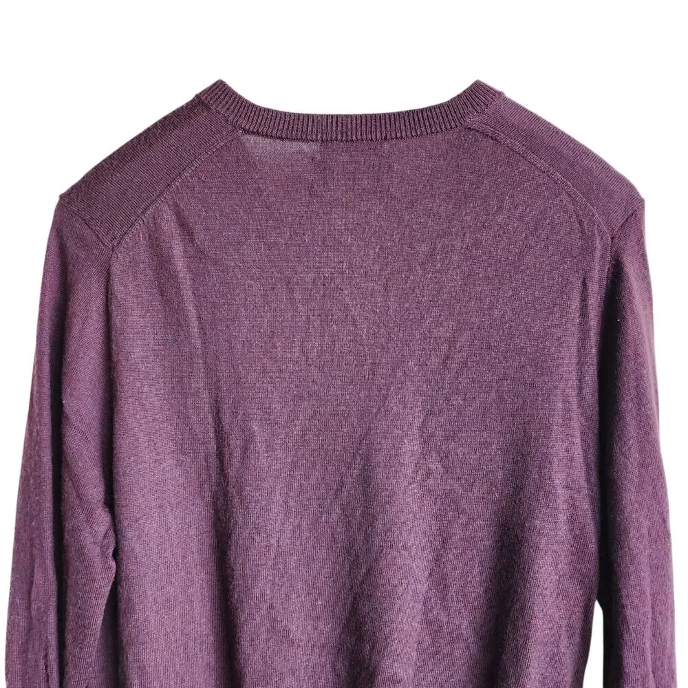 Joseph Abboud V-Neck Sweater Extra Fine Merino Wool Purple Pullover Knit Mens
